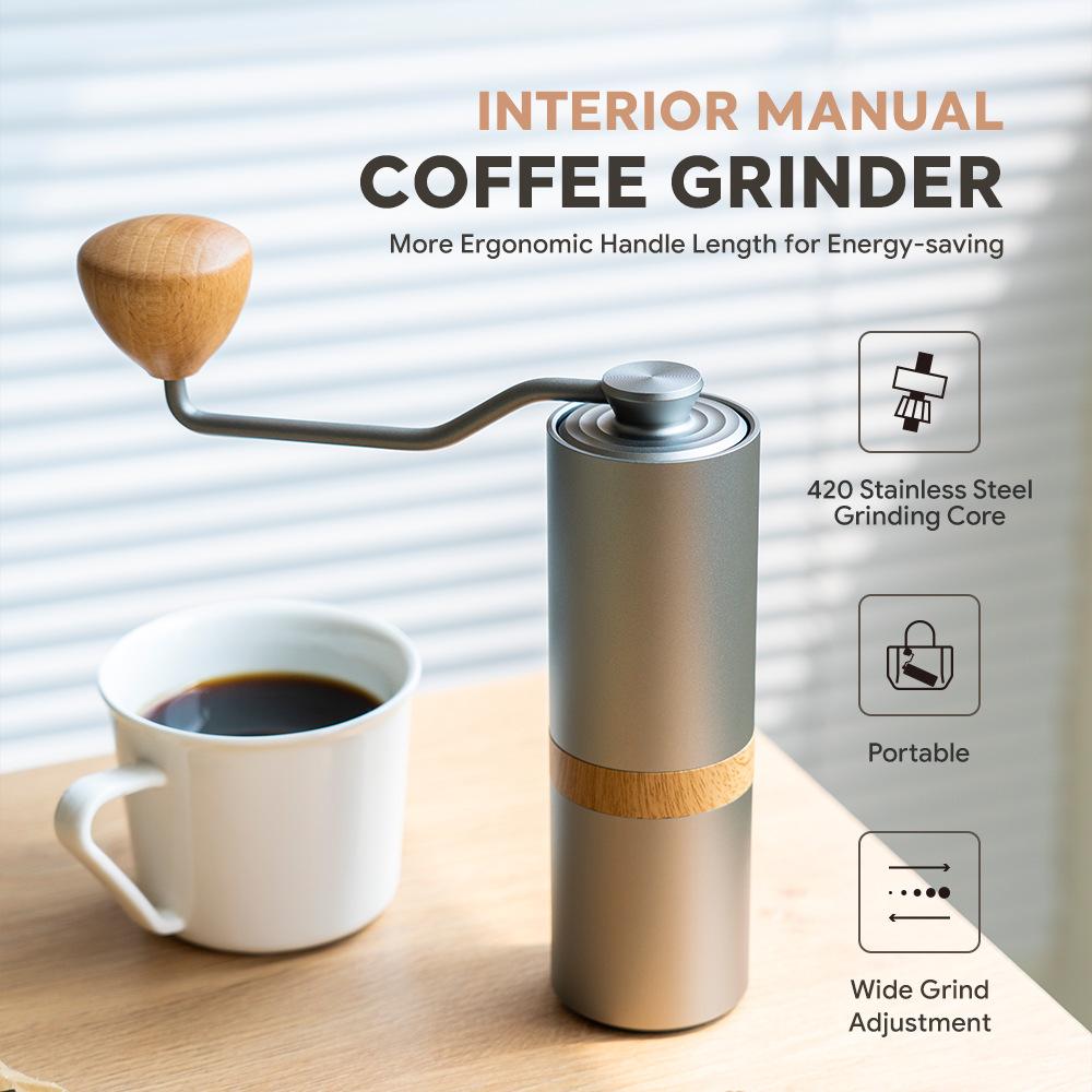 

ICAFILAS GM2213 Manual Coffee Grinder Coffee Bean Hand Grinder (BPA Free,No FDA Certificate) Type A