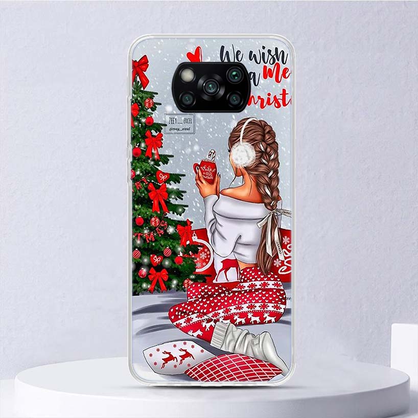 Christmas Girls Tree Gift Soft Case For Xiaomi Poco X3 NFC X4 M4 Pro M3 M2 Phone Cover F3 F2 F1 Mi Note 10 Lite A3 A2 A1 Funda C