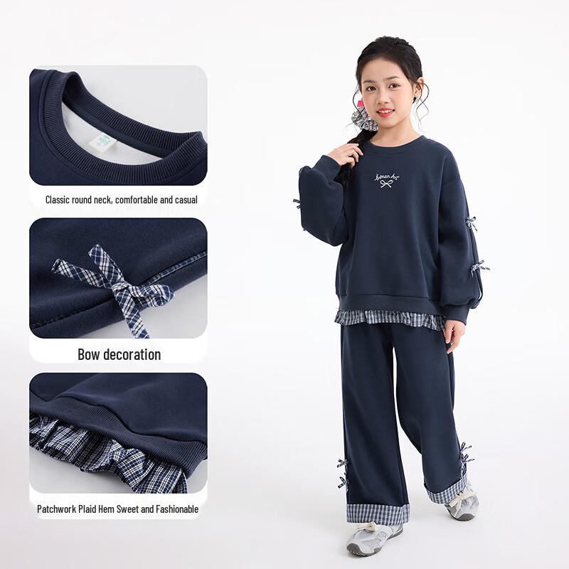 Little Yinman Girls' Plaid Patchwork Two-Piece Set