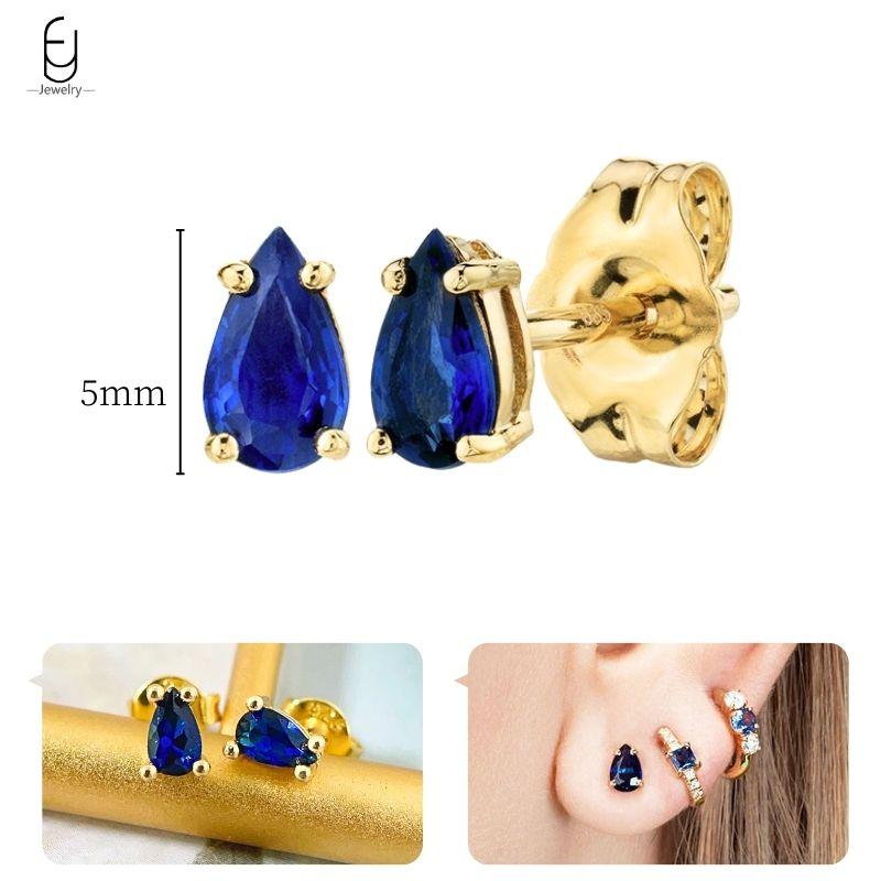 925 Silver Ear Buckles Fashion Hoop Earrings Dark Blue Crystal Pendant Gold Earrings High Women's Jewelry Luxury Gifts
