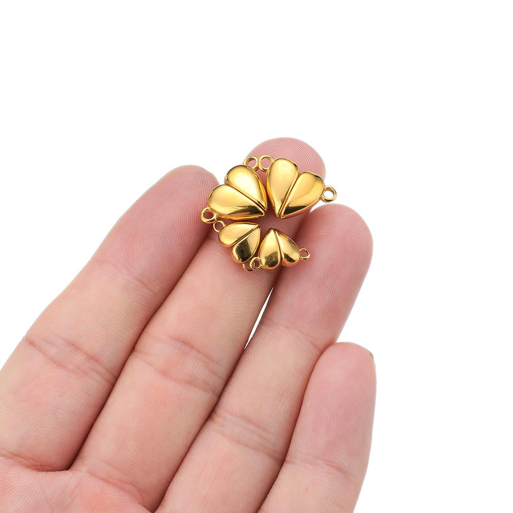 1set No Fade PVD Gold Stainless Steel Heart Magnetic Clasps Bead Clasp Buckles for Bracelet Necklace Findings DIY Jewelry Making