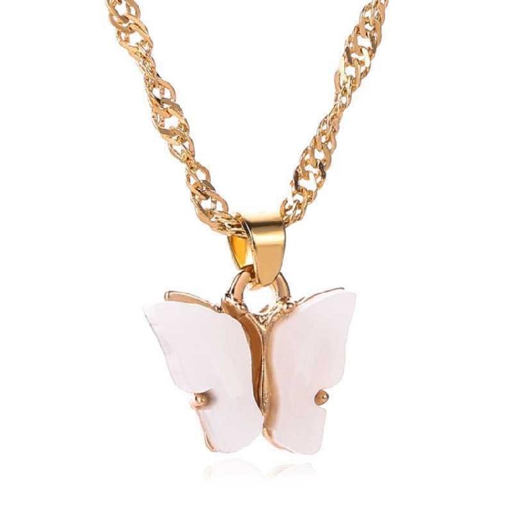 Vibranting Color Butterfly Pendant Necklace With Adjustable Chain Portable Sturdy Acrylic Jewelry Accessory for Girls