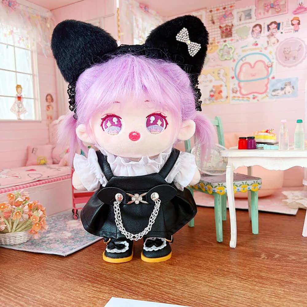 niannyyhouse 20cm Doll Cotton Doll Black Cat White Leather Doll Baby for Plush Toys Clothes, Clothes, Headband, Shirt, Skirt, Clothes, Dress-Up, (A)