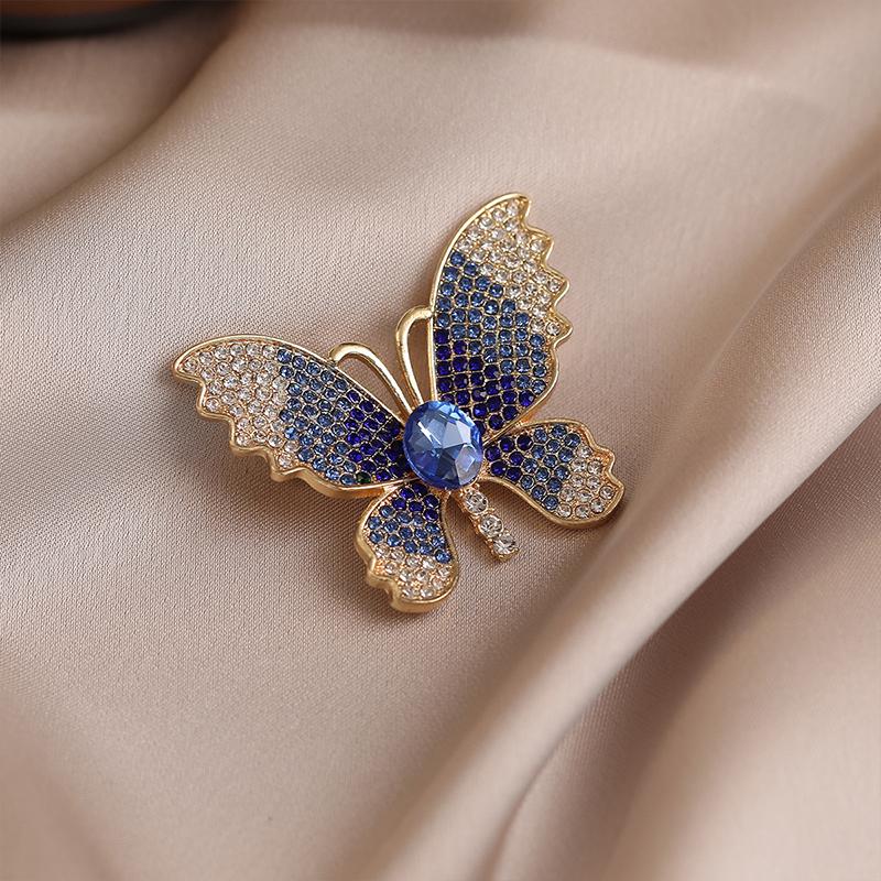 Metal Butterfly Brooch High-End Luxury Accessory Fashionable Retro Corsage Clothing Pin Anti-Exposure Jewelry