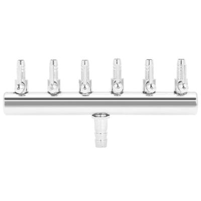 6?Way Aquarium Air Flow Control Lever Valve Distributor Stainless Steel Fish Tank Splitter