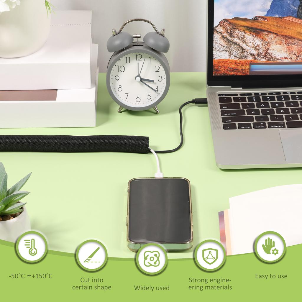 6m Cable Conduit 20mm Self-Closing Cable Duct Flexible Woven Cable Sheath Cable Management for TV Computer PC Cable Protection