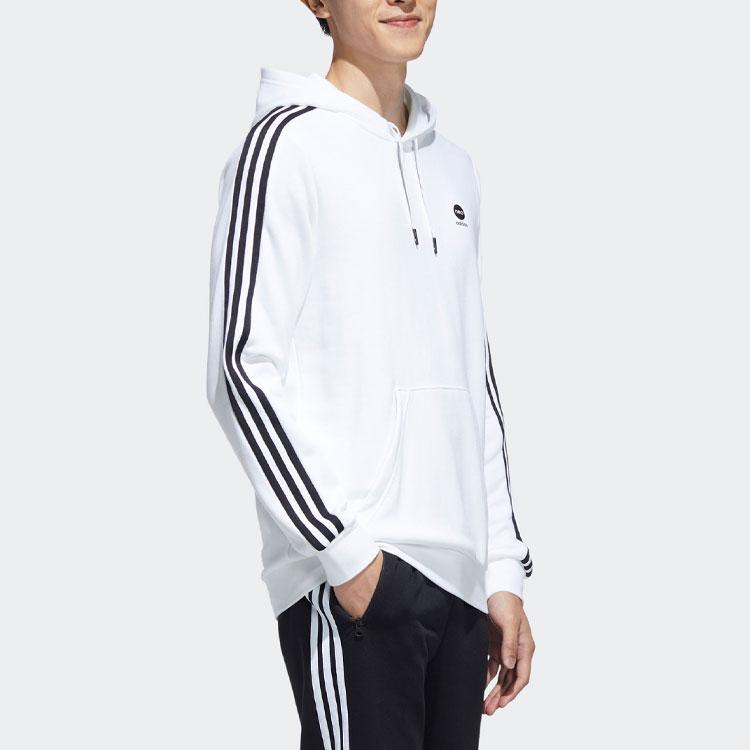 Adidas Neo Logo Color Block Striped Hooded Sports Academy Sweatshirt Men Sweatshirt White HD4672