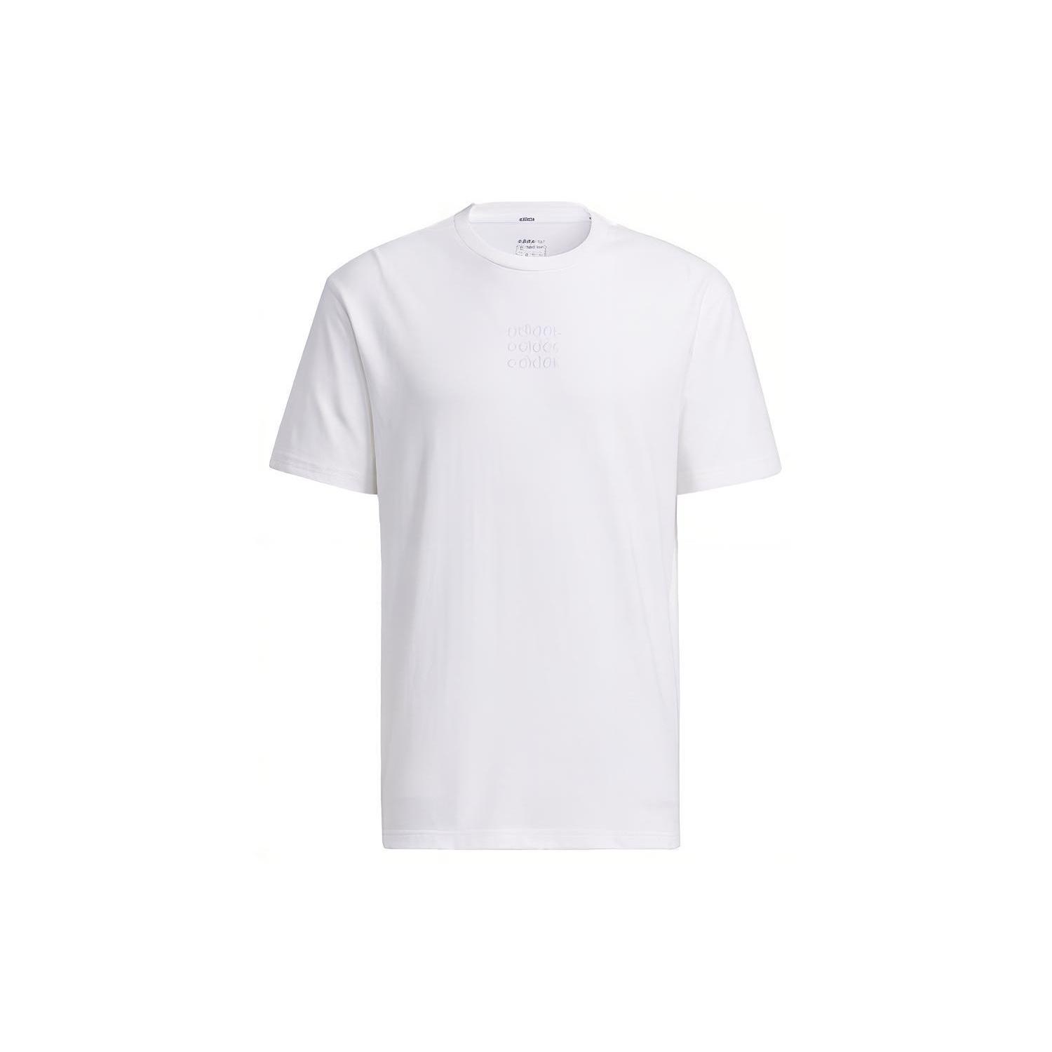adidas neo Embroidered Logo Solid Color Sports Round Neck Short Sleeve White Men s H14209 XL