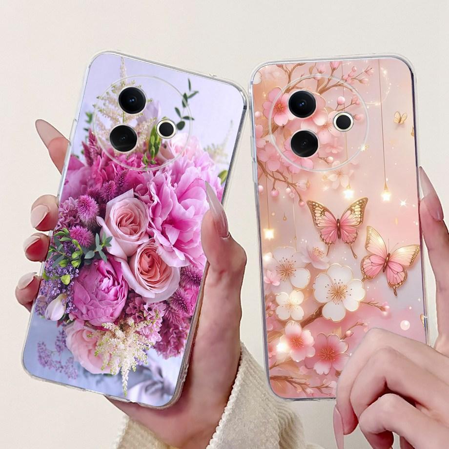 For Vivo Y39 5G Y300i 5G / Vivo V2436 V2444A Back Cover Girly Fashion Flower Butterfly Painting Case Soft Clear Silicone Funda