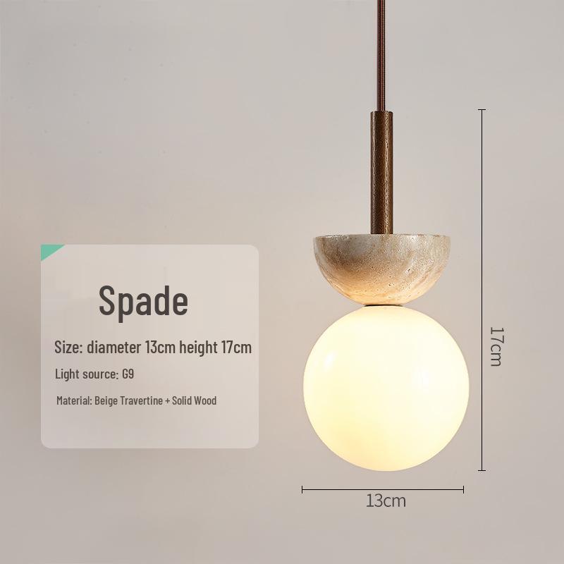 Yellow Travertine Pendant Light - Retro Cream Wabi-sabi Style for B&B, Restaurant, Bedroom, or Bedside.