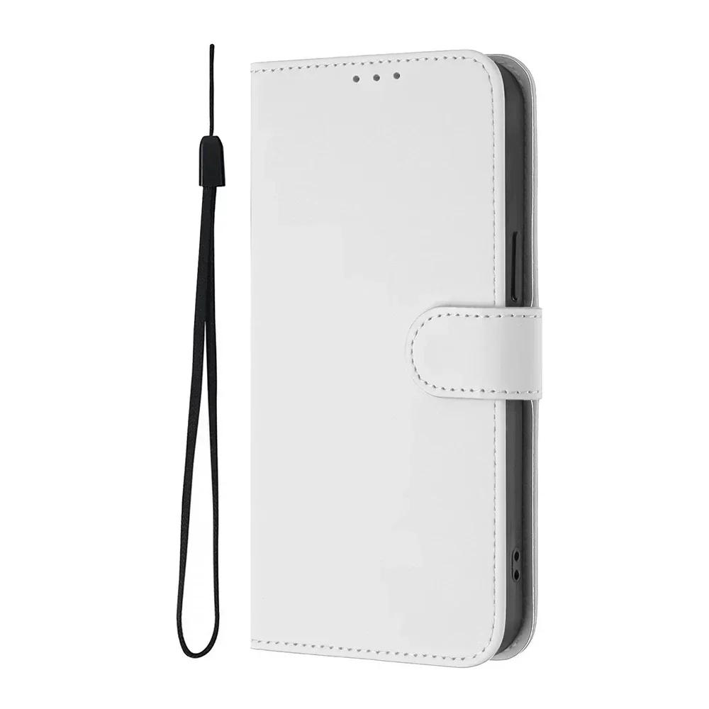 Solid Color Wallet Case for Google Pixel 9 Pro XL 8 8A 7 7A 6 6A 5A 4A Shockproof Kickstand Card Holder Strap Phone Cover Coque