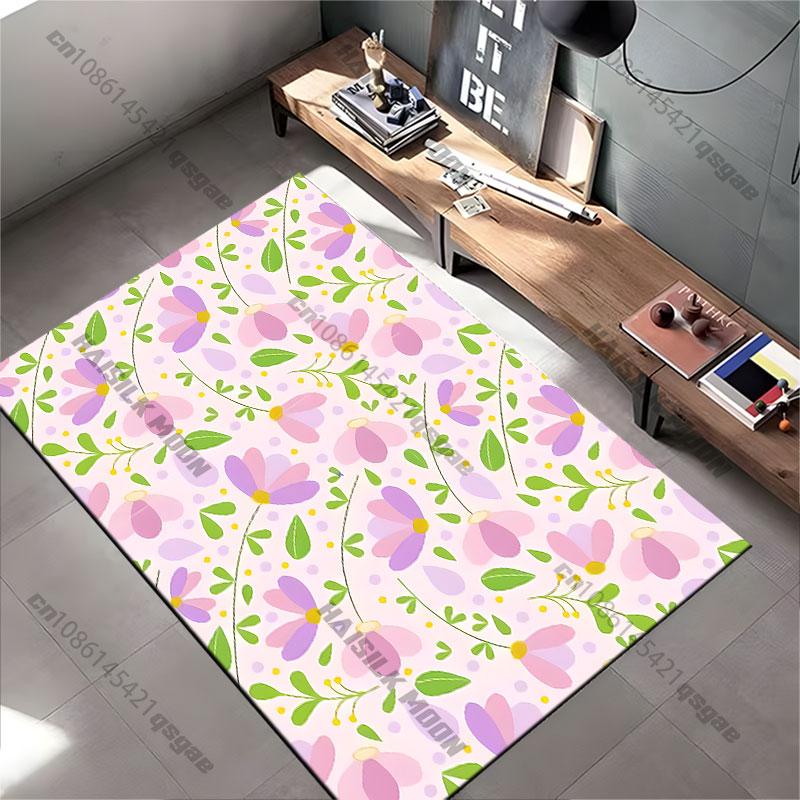 Colorful Floral Pattern Design Carpet Yoga Living Room Room Decor Children's Crawling Mat Doormat Area Rug Games Mat