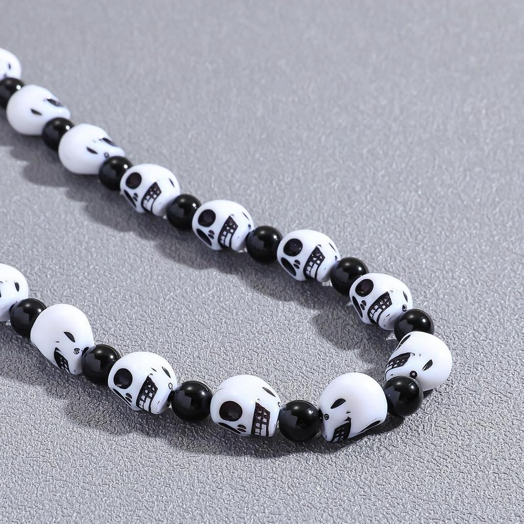 Skull Beads Necklaces Punk Goth Skull Necklace Skeleton Head Beads Skull Beads Necklace Jewelry