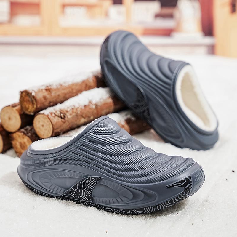 Men Warm Winter Cotton Shoes Women Warm Fur Home Slippers EVA Non-Slip Plush Slippers Indoor Couple Thick Sole Footwear Slides