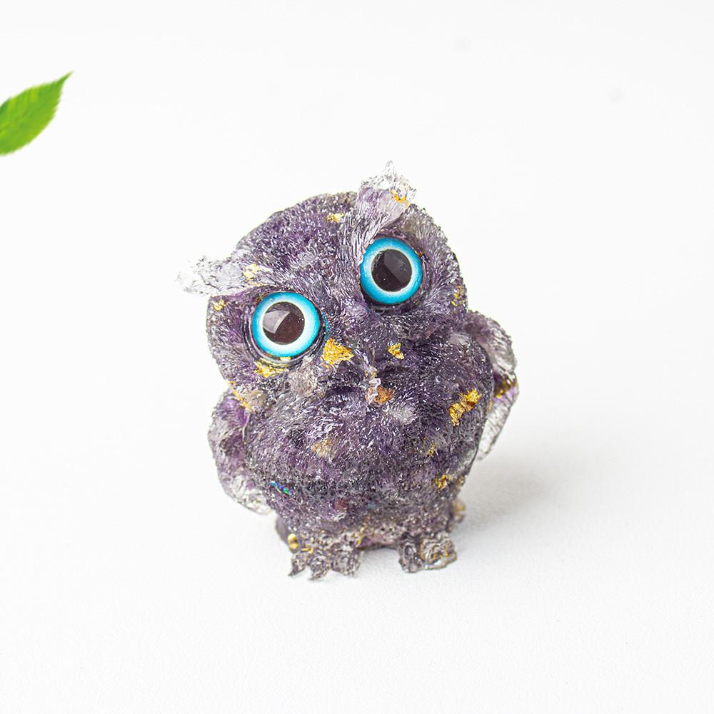 Figurine Hibou en Résine Cristal Pour Décoration Maison Bureau Cadeau Pour Amis Et Famille