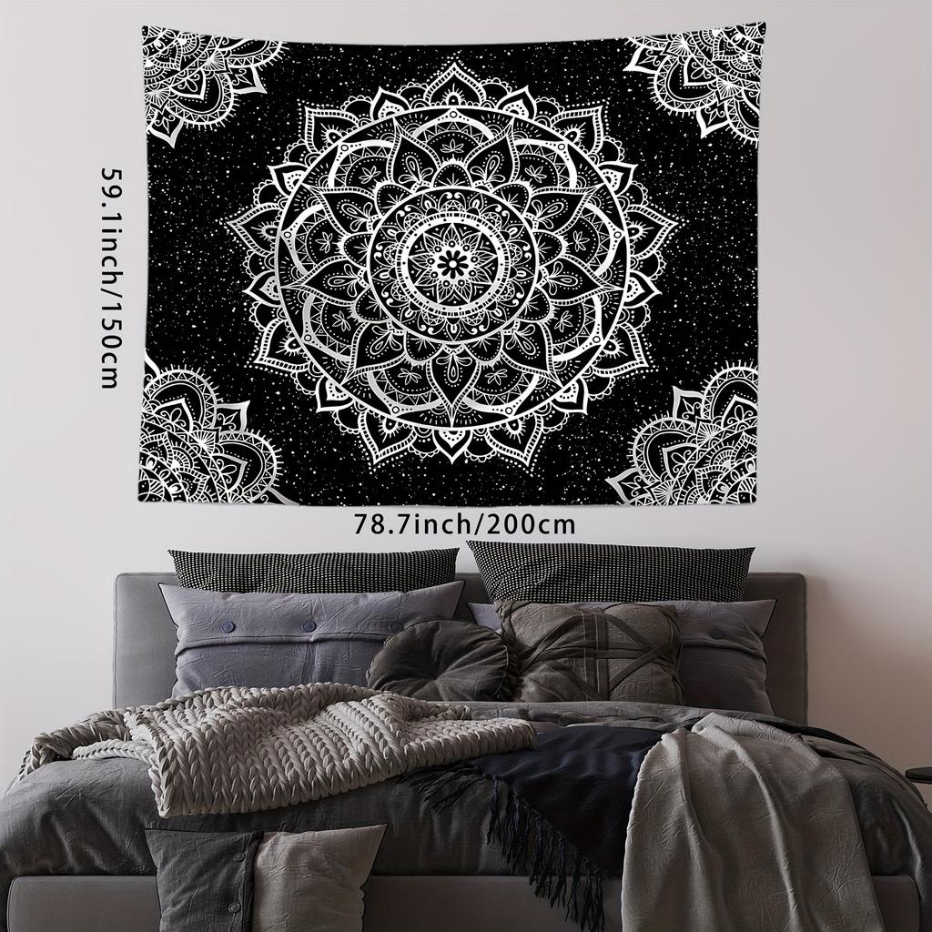 1pc Mandala Moon Tapestry Black White Gray Bohemian Hippie Gothic Home Room Wall Decor