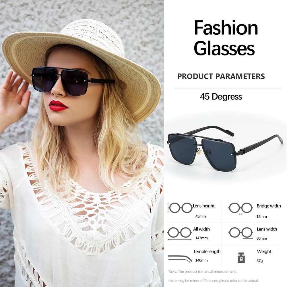 New In Sunglasses For Women Modern Fashionable Square Eyeglass Frame Metal Decoration Simple Lines Accessories Women Glasse