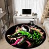 1pc Neon Wolf Head Chair Carpet for Office, Round Non Slip Durable Large Size Office Carpet, Suitable for Office