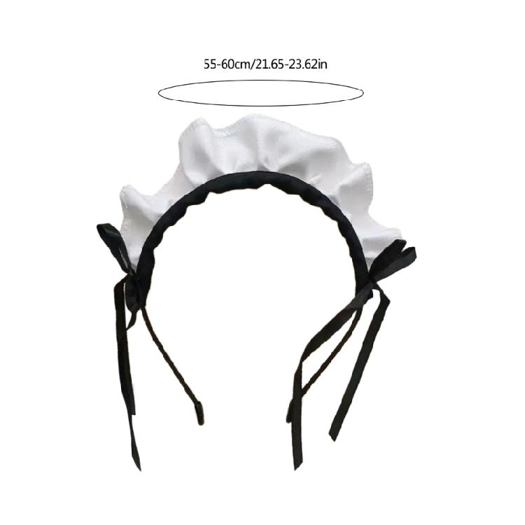 Lovely Bowknot Maid Headband Hairband Ruffle Cosplay Headpieces Maid Costume Accessory For Women Halloween Cosplay