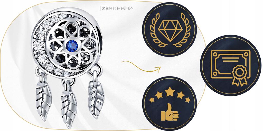 Dreamcatcher Charms 925 Bead Feather Moon Charms Pr S925