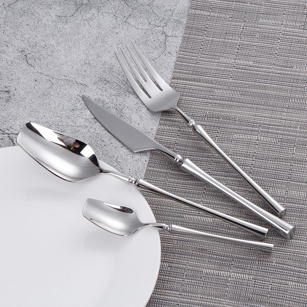 6/16/24Pcs Sliver Tableware Stainless Steel 304 Cutlery Matte Dinner Set Western Fork Spoon Mirror Flatware Dishwasher Safe