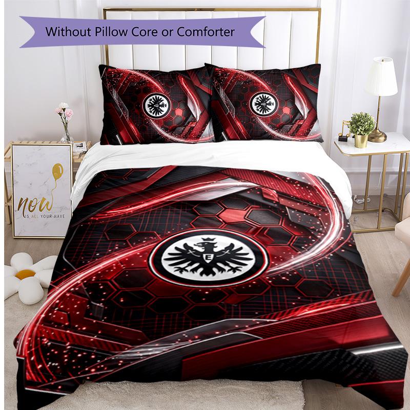Eintracht Frankfurt Fußball Bedrucktes 3-teiliges Bettwäsche-Set, Bequemes Hautfreundliches Schlafzimmer Bettbezug-Set
