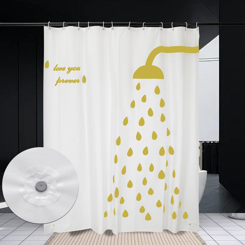 3D Printed PEVA Shower Curtain with Hooks – Thick, Waterproof, Mildew-Resistant Bathroom Partition