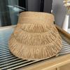 Neue Designer Modemarke Sonnenfransen Strohhut Damen Sommer Leerer Oberteil Sonnenschutzhut Outdoor Parma UV-Schutz Strandsonnenhut