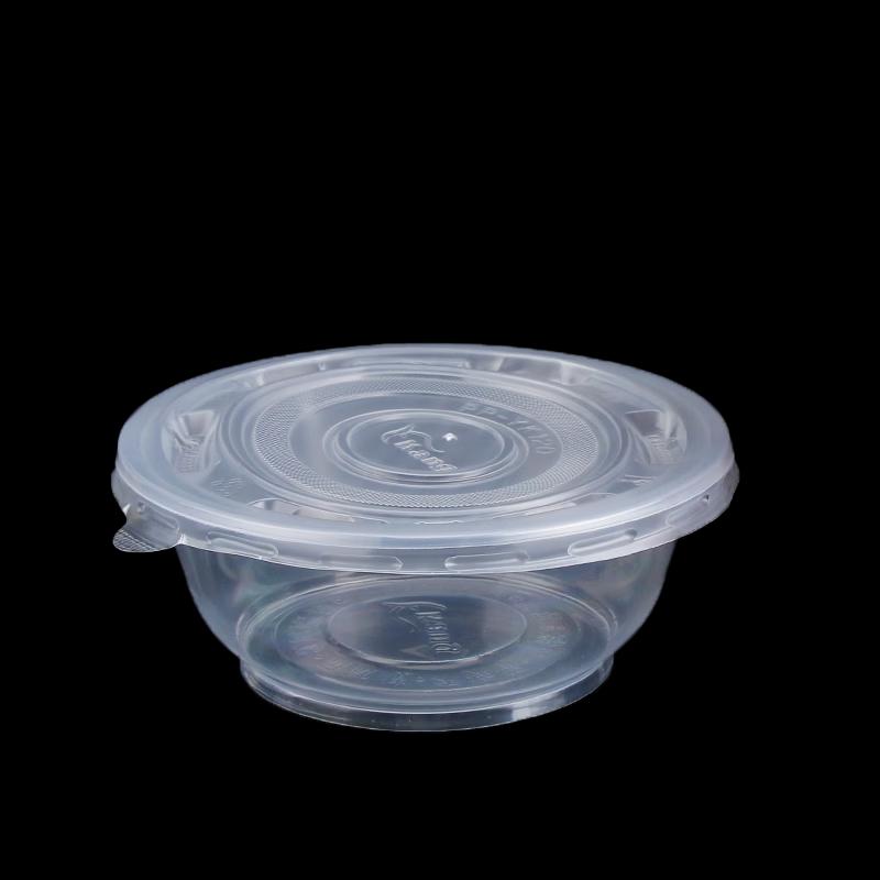 HUIWEN Disposable Round 4-Compartment Meal Containers with Lids, 300 Sets