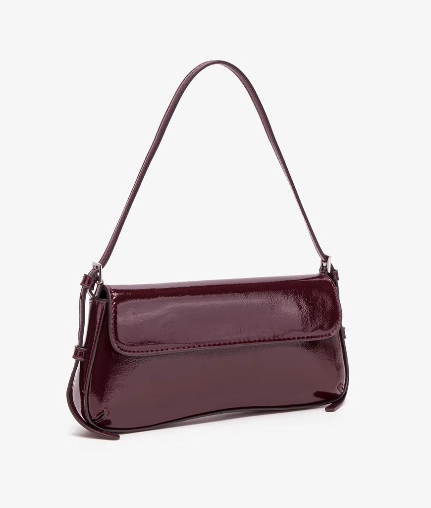Fashion ladies shiny crossbody bag stylish elegant shoulder bag wine red small underarm bag versatile solid color clutch bag