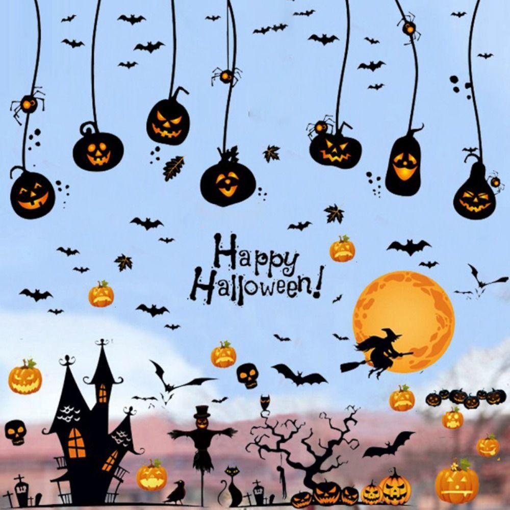 4Pcs/set DIY Halloween Pumpkin Stickers Self-adhesive Halloween Wall Sticker  Halloween