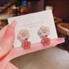 Brown Two Color Flower Drop Dangle Earrings for Women Korean Fashion Jewelry Wedding Party Girl Elegant Ear Decoration