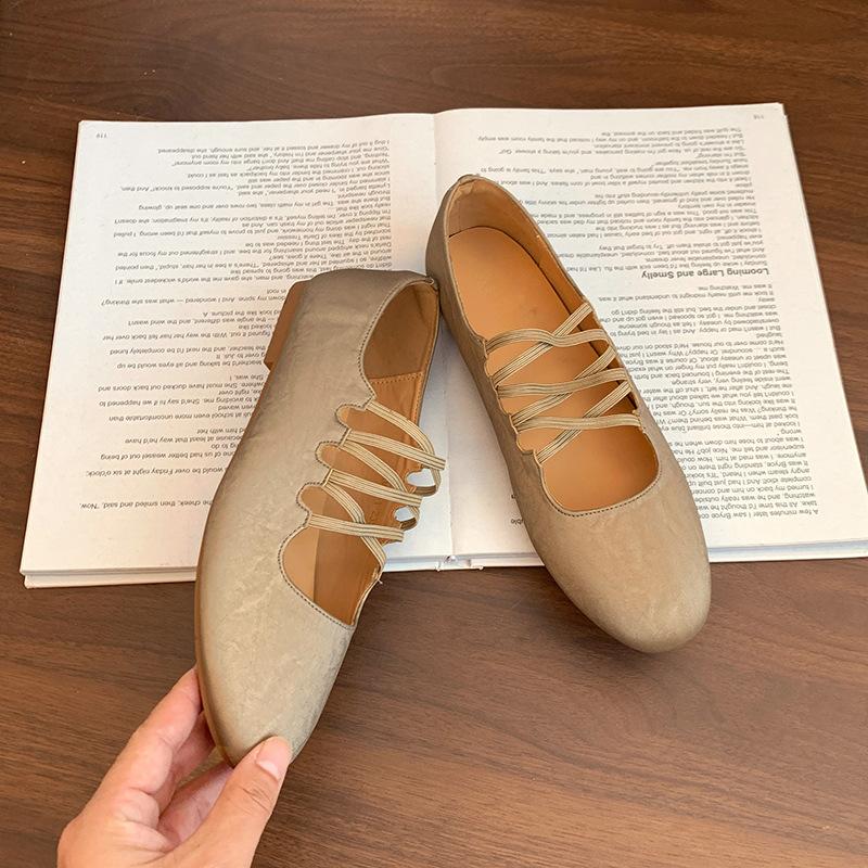 Fashion Comemore 2025 Autumn New Flat Cross Elastic Band Single Shoes Soft Sole Casual Slip On Ballet Style Solid Flats Shoes for Women