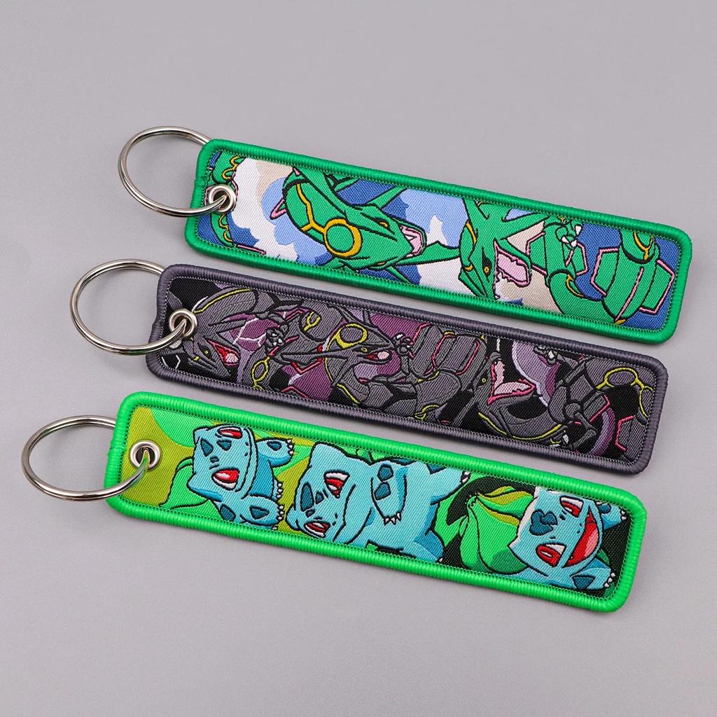 1Pcs Pokmon Anime Elf Monsters Keychain For Cars Backpack Key Holders Embroidery Keyrings Key Tag Jet Tag Accessories Gifts