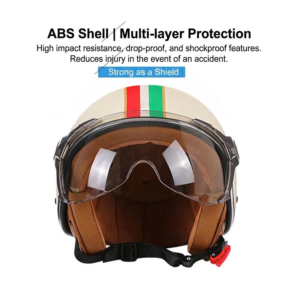 New Fashion DOT 3/4 Open Face Motorcycle Helmet for Men Women ABS Lightweight Vintage Scooter Half Helmet Casco De Moto