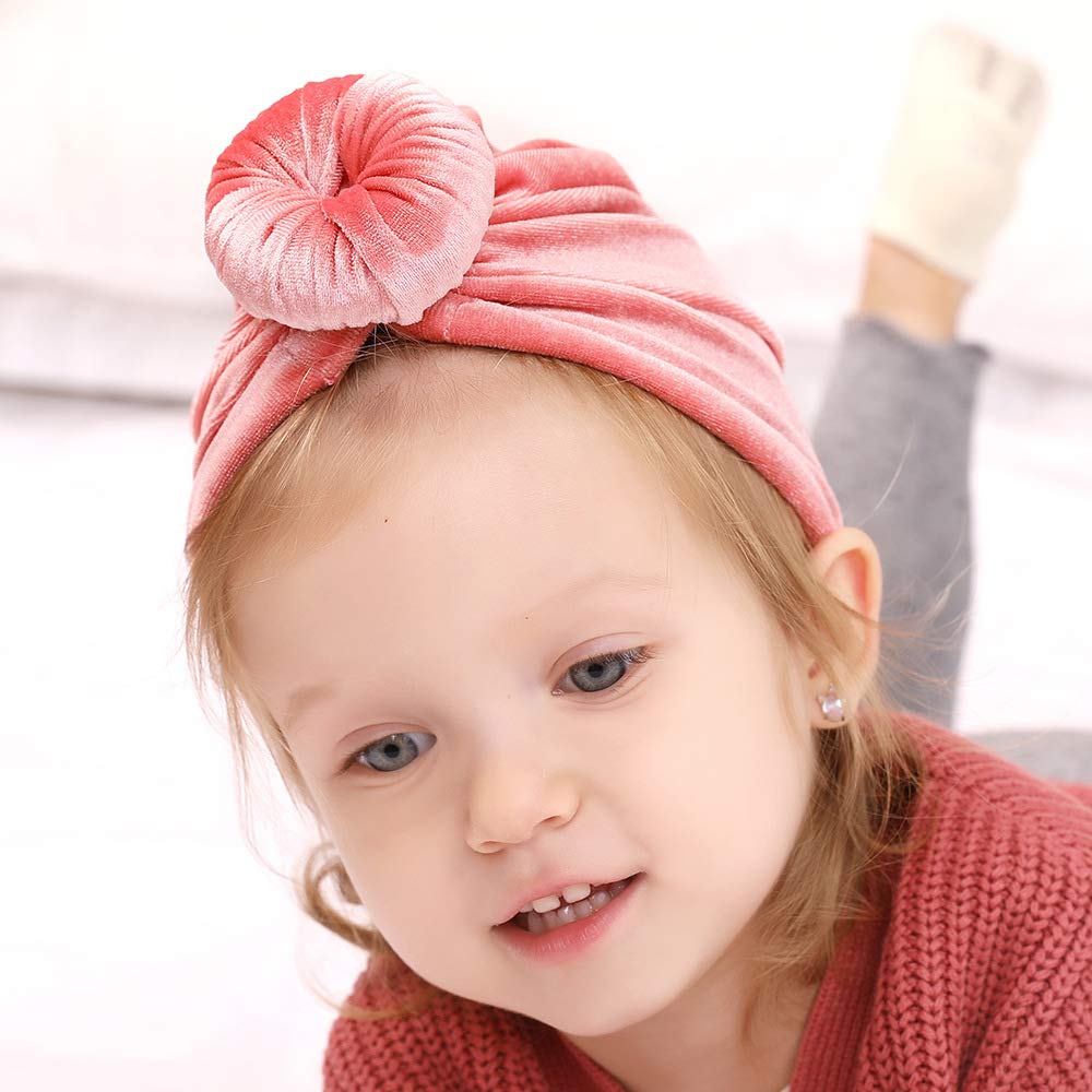 Velour Velvet Turban Hairband Headband Newborn Photo Head Protection Hat Ribbon Spring Summer Autumn Winter Newborn Baby Same (Light Purple, Size)