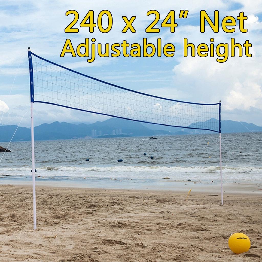 Portable Beach Volleyball Net System Set Adjustable Posts Ball Hand Pump Outdoor Sports Volleyball Training PVC Tube