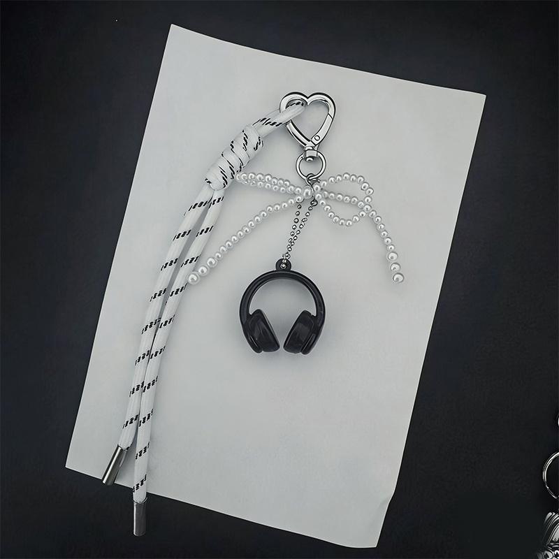 Keychain Mini Bow Beads Pendant Key Ring Resin Keyring Bar Table Decoration Jewelry Gifts Lanyard Hanging Charm