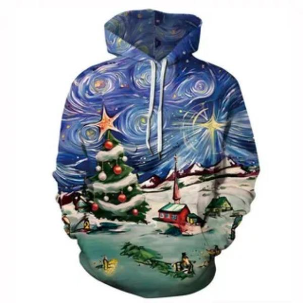 

Autumn Winter Men s Women s Long Sleeved Christmas Printed Comfortable Fashionable Casual Loose Hoodie 6XL