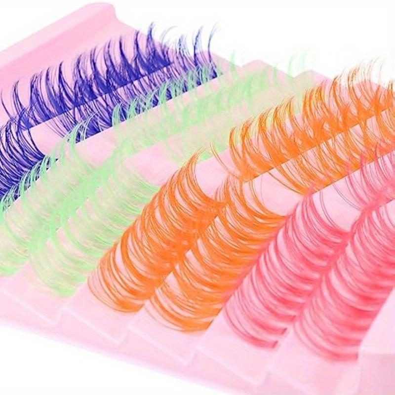 

1 комплект цветных кластеров ресниц, набор для наращивания тонких ресниц, кластерные ресницы, индивидуальный завиток для наращивания ресниц, короткие и длинные накладные ресницы (40р, 4 цвета) 1set
