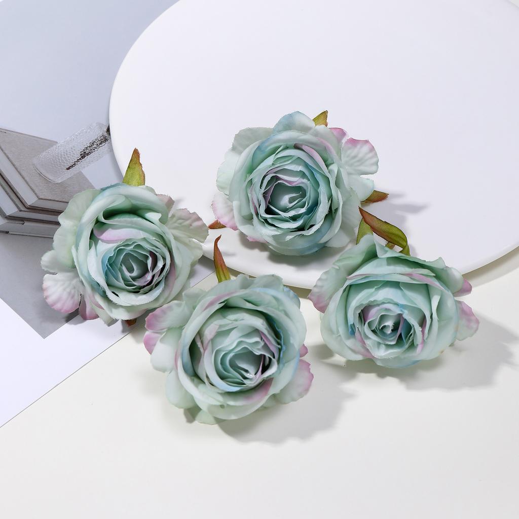 Retro Silk Rose Head Simulation Flower DIY Hair Accessories Material Wedding Flower Wall Decoration Fake Flower
