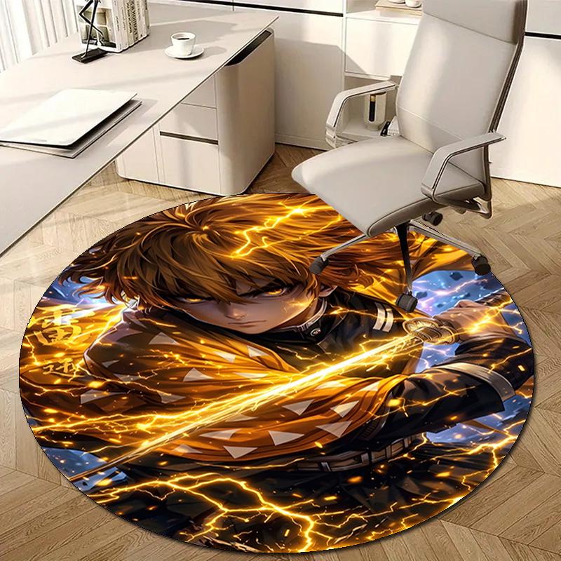 1pc Agatsuma Zenitsu  Print Round Carpet Chair Round Carpet Suitable for Bedroom Living Room Home Decorative Carpet