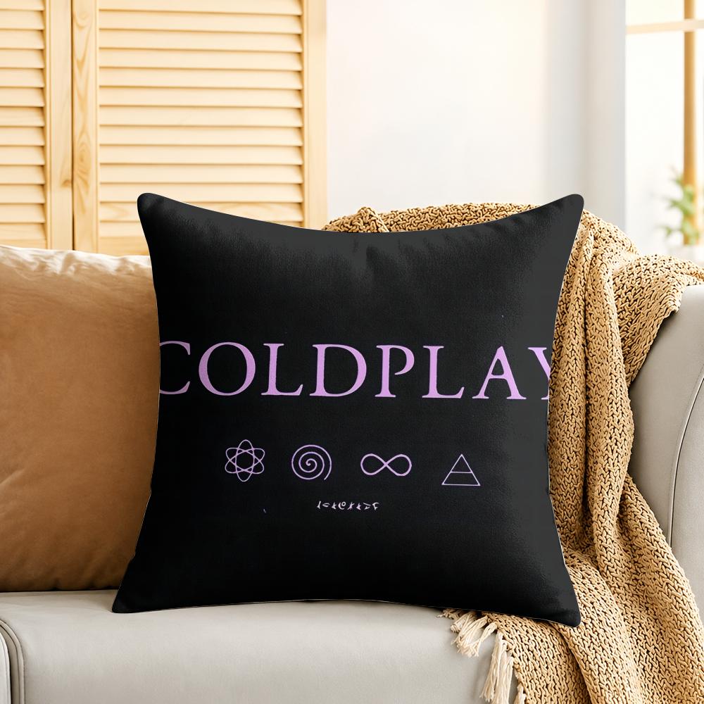 CColdplay Rock Band Cool Cushion Cover Silky Short Plush Invisible Zipper Dustproof Sofa Pillow Case For Home Decor
