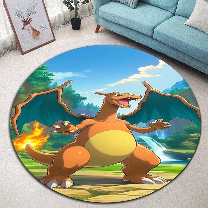 

Charizard Printed Round Rug Pokemon Soft Flannel Non-Slip Area Rug for Bedroom Living Room Kids Boys Home Decor 80cm