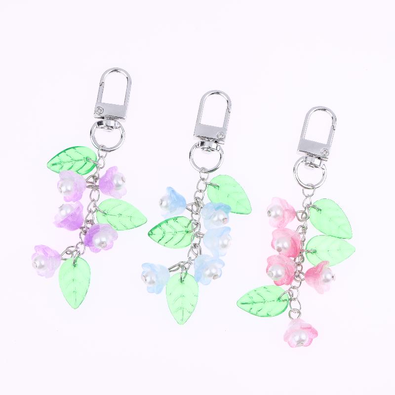 Y2K Aesthetics Lily Of The Valley Keychain Exquisite Flower Keyring Bag Pendant Sweet Girly Phone Lanyard Holiday Gifts