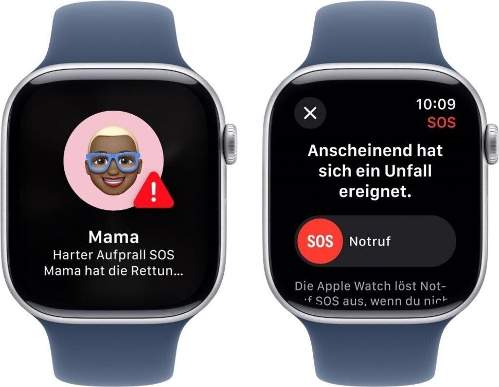 Apple Watch Series 10 4G 46mm Aluminium Silber Sportarmband Denim M/L