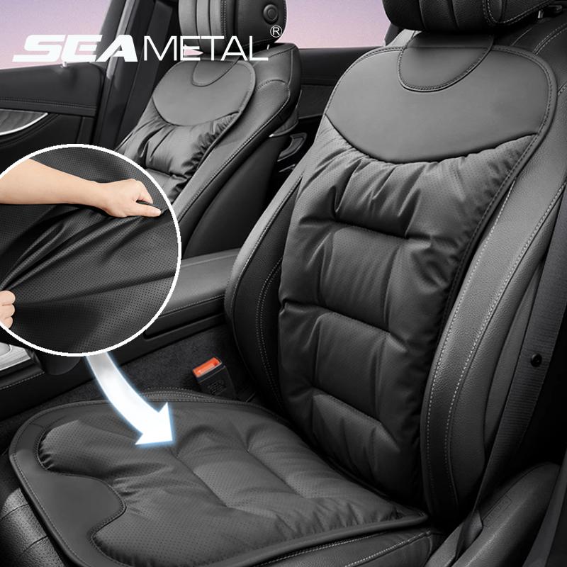 SEAMETAL Soft PU Leather Car Front Seat Cover Non-slip Velvet Front Rear Seat Cushion for All-Season 1pc