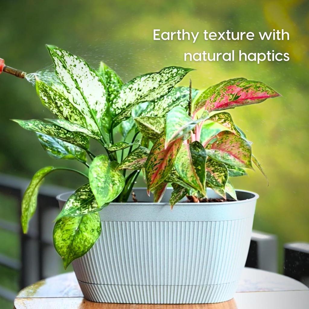 Eva 11.5 Inch Self Watering Pots for Plants | Bamboo Based Plant Pots | Pack of 4 | UV Protected Planters for Home Décor Indoor, Outdoo