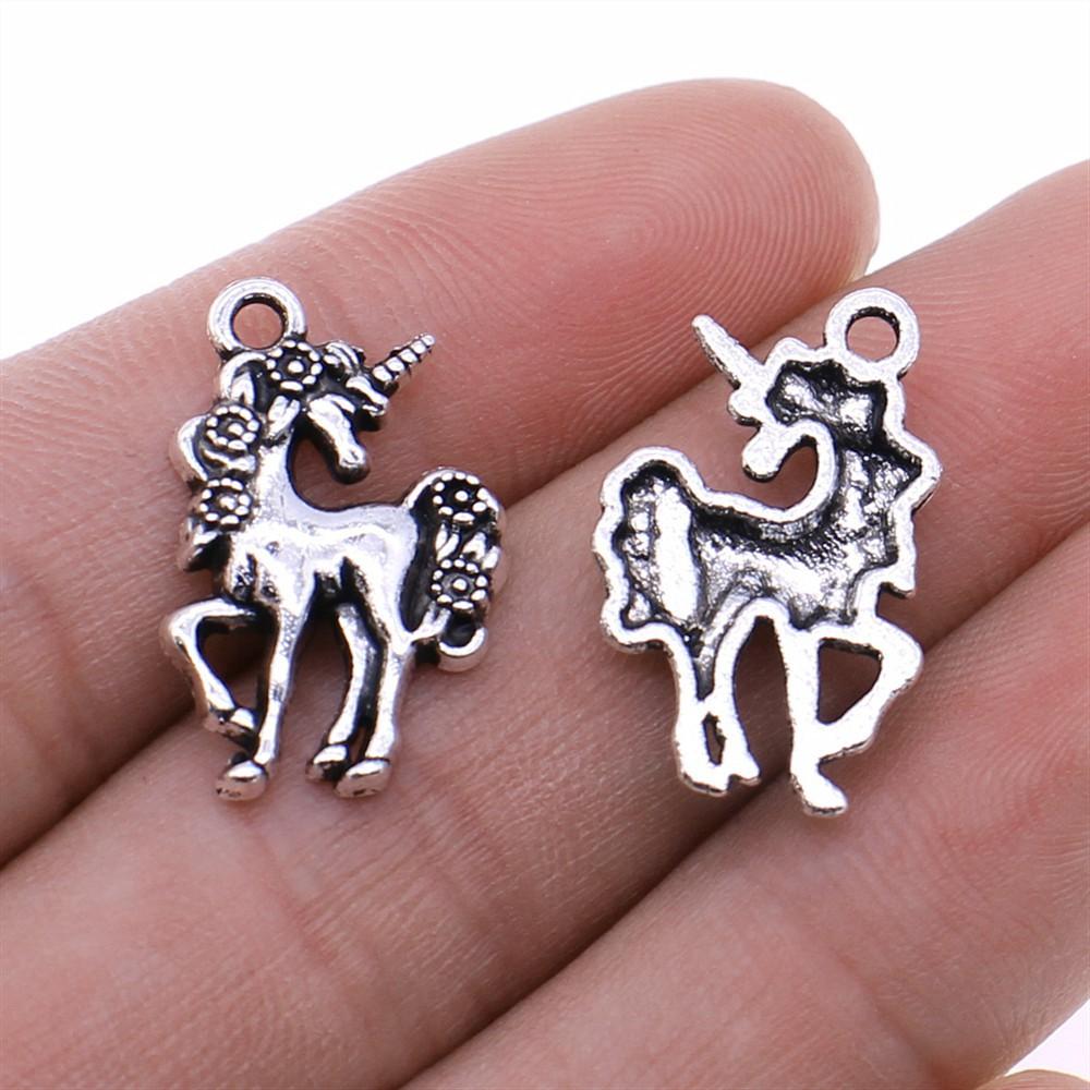 10 Stück Anhänger Pferd Einhorn Tibetische Bronze Silberfarbe Anhänger Antiker Schmuckherstellung DIY Handgemachtes Handwerk