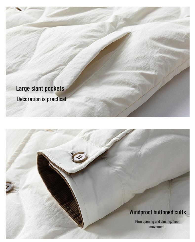 Winter-Daunenjacke für Herren 2025 mit Farbblock-Design und Reverskragen – Schlicht, locker, warm, im Landhausstil für Paare